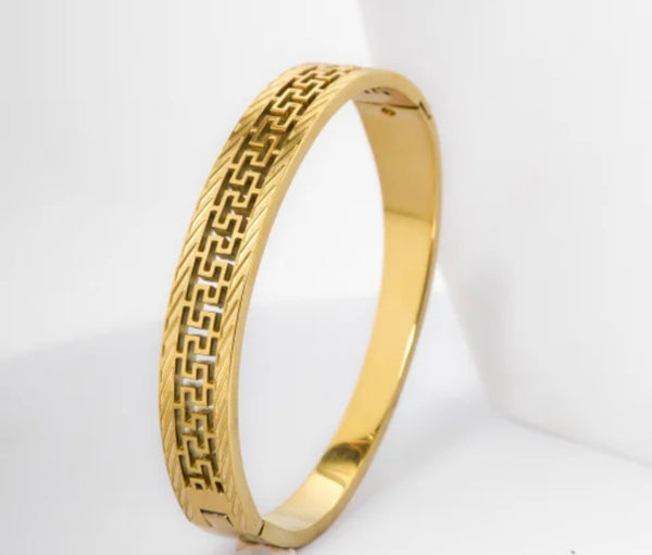 Gold Greek Key Bangle