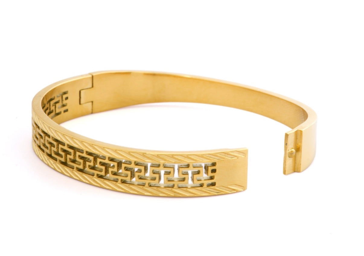 Gold Greek Key Bangle