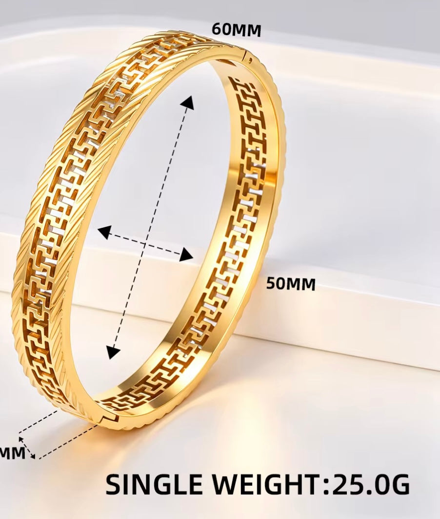 Gold Greek Key Bangle