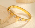 Gold White Flower Bangle