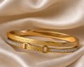 Gold Double Layer Buckle Bangle