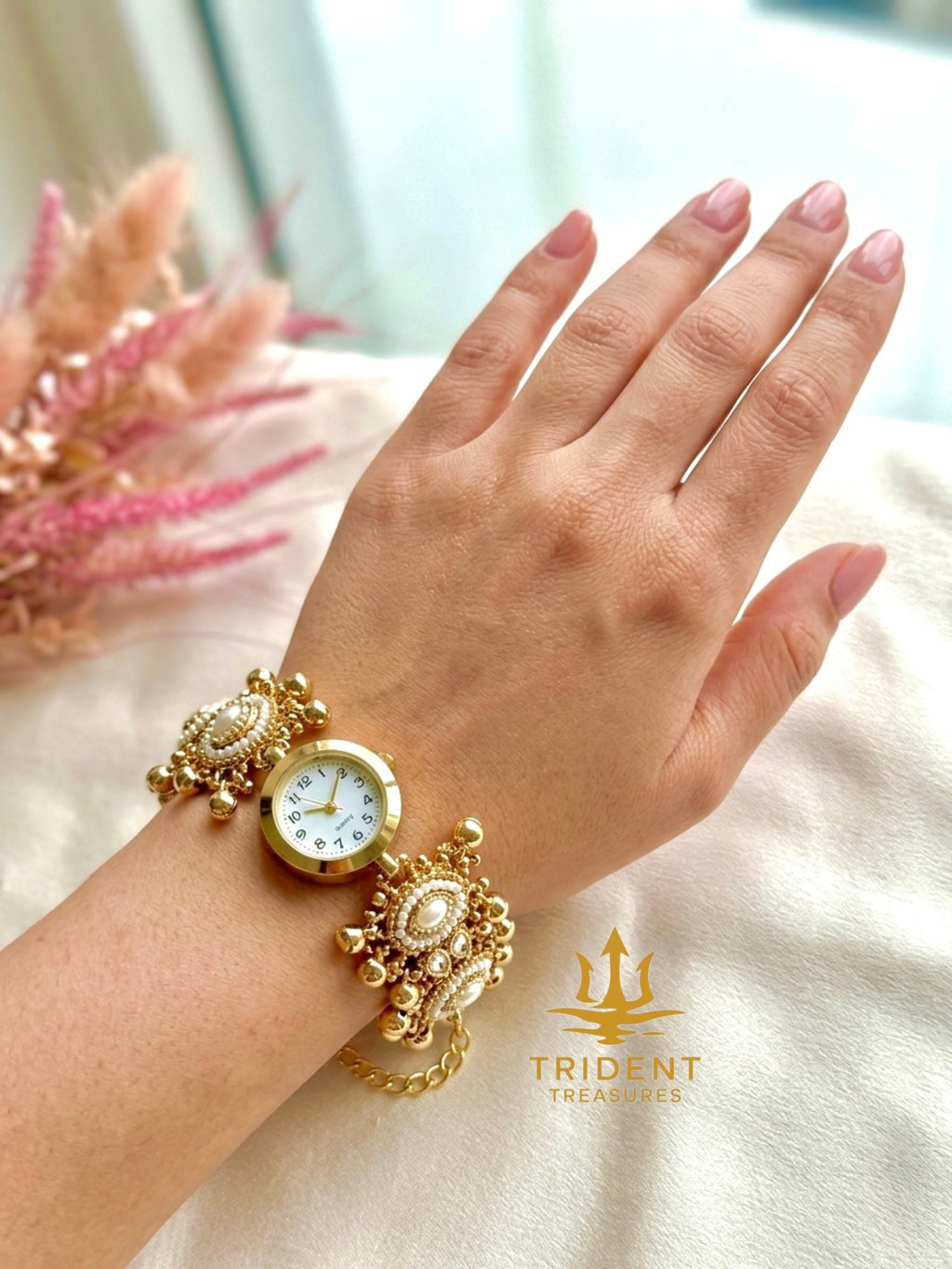 Traditional Pearl Indian Watch Bracelet