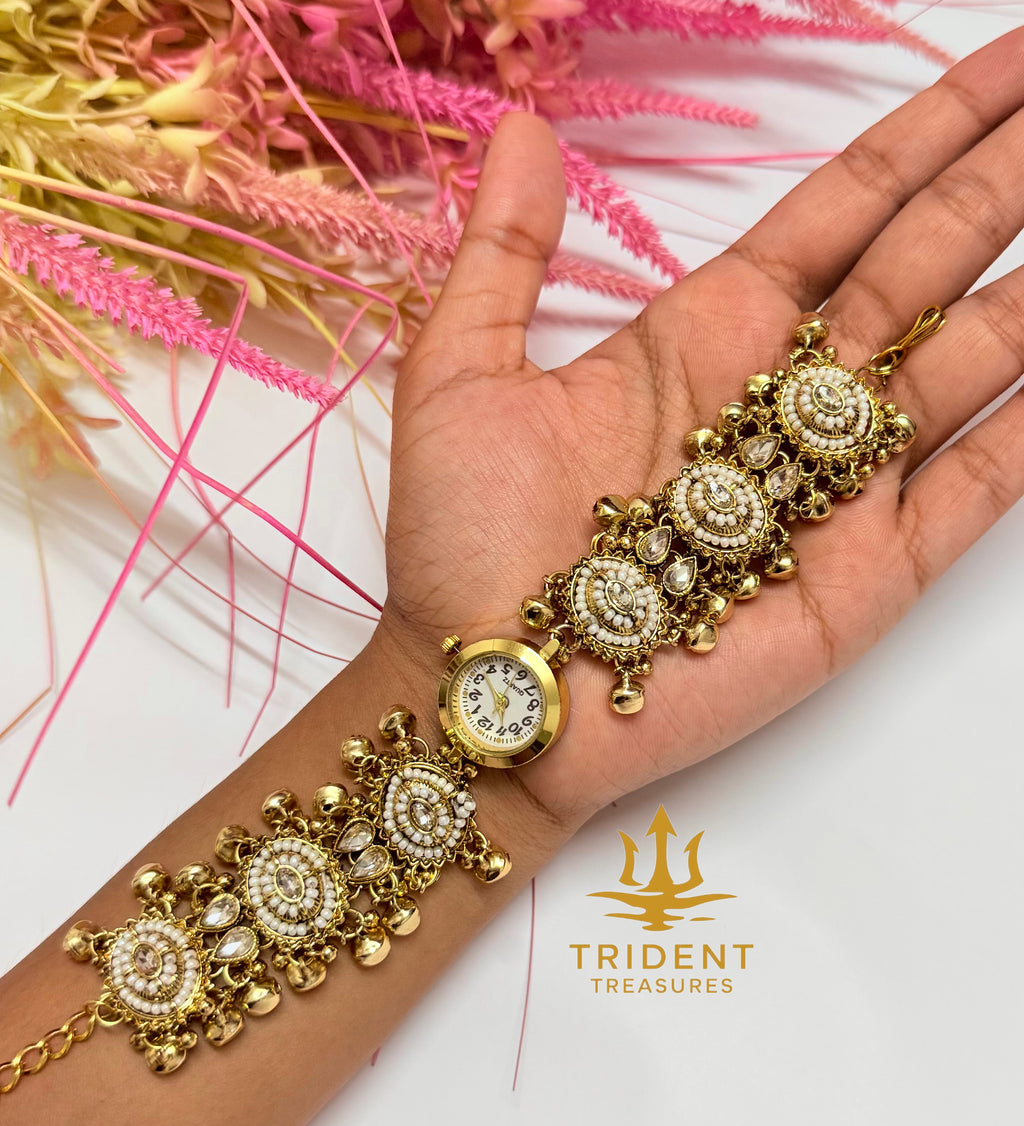 Traditional Pearl Indian Watch Bracelet