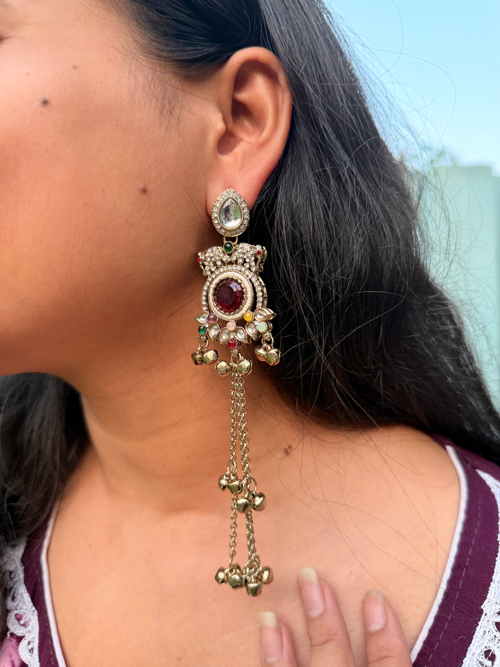 Dangling Kashmiri Jhumkis