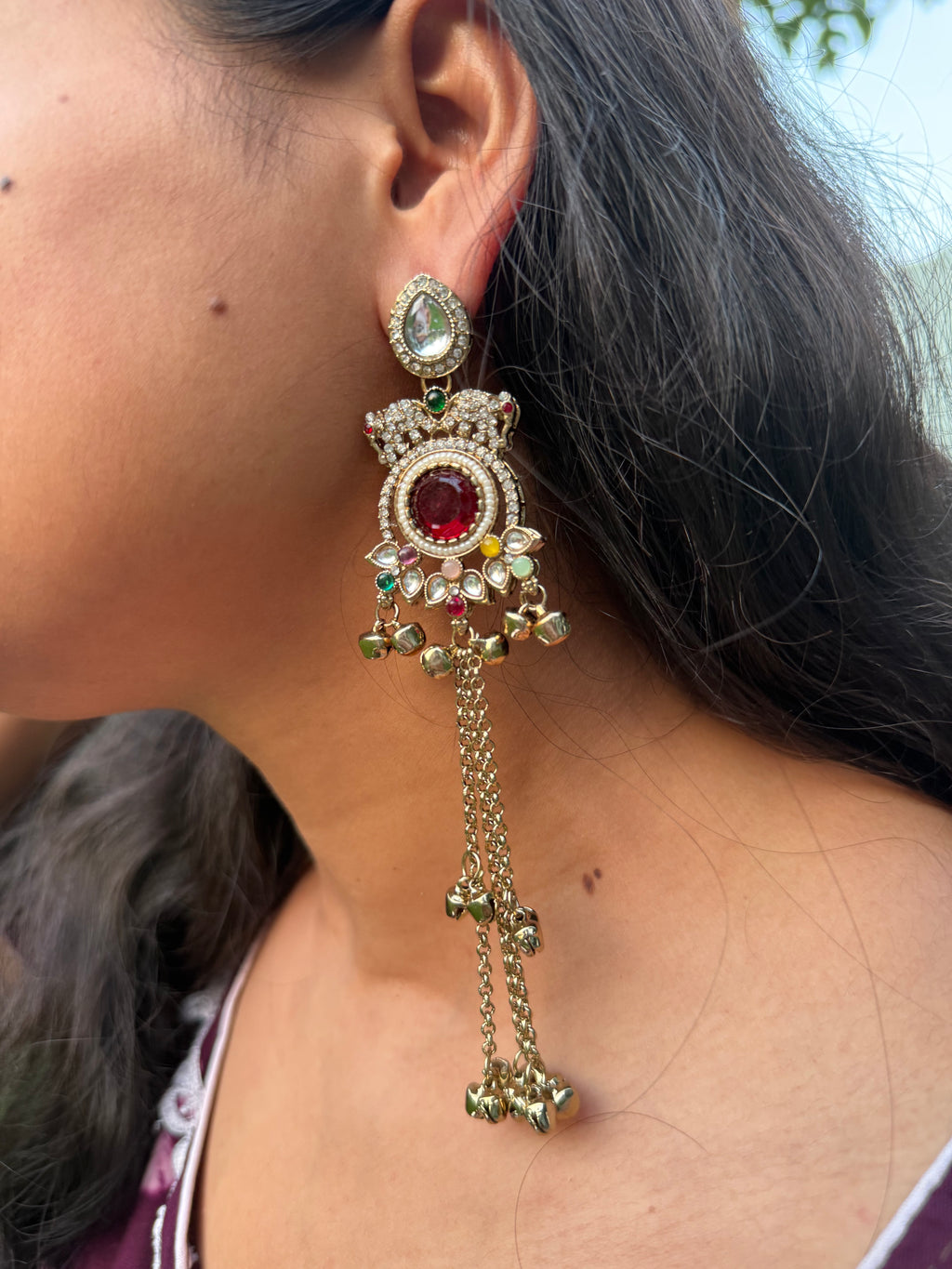 Dangling Kashmiri Jhumkis