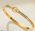 Belt Design CZ Bangle Bracelet