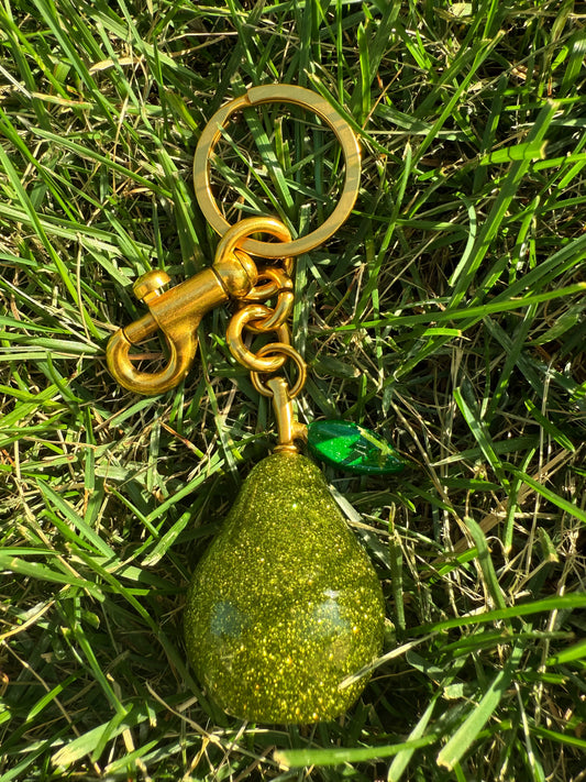Gleaming Pear Bag Charm - 18K Gold Plated, Anti-Tarnish & Hypoallergenic (Lead & Nickel Free)