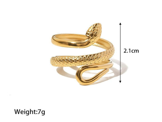 Gold Plated Snake Design Adjustable Finger Ring | Stylish Serpent Coil Finger Ring