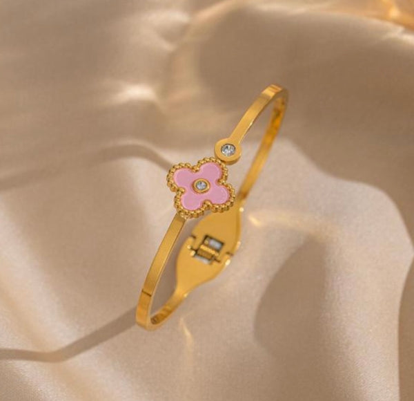 Pink clover bangle