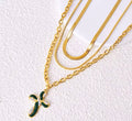 Three layers cross necklace