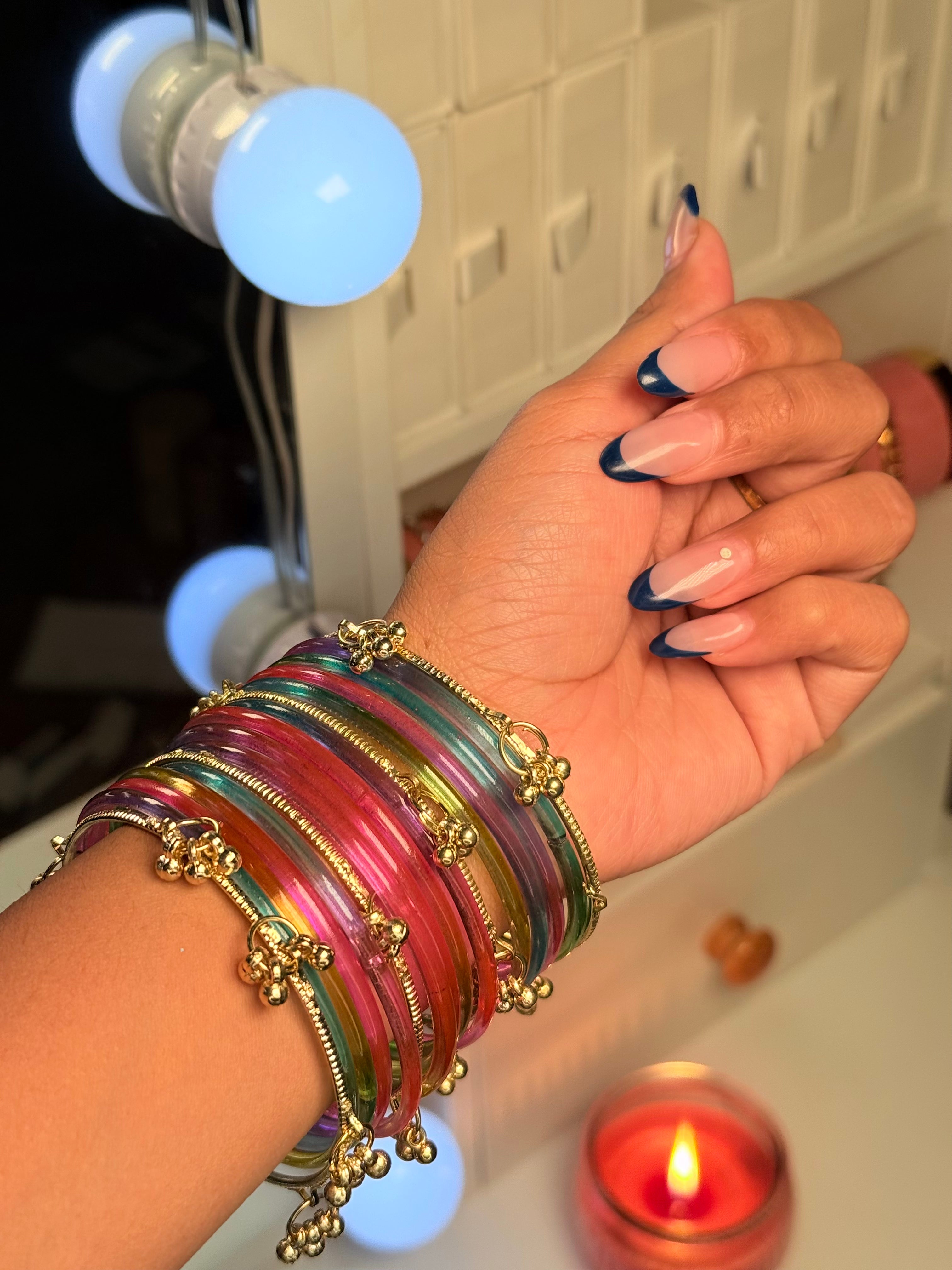 Simple Kashmiri with Golden Bangle Set