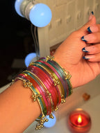 Simple Kashmiri with Golden Bangle Set
