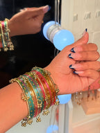 Mixed-and-Matched Kashmiri Bangle With 4 Gold Ghungroo Bangle Set