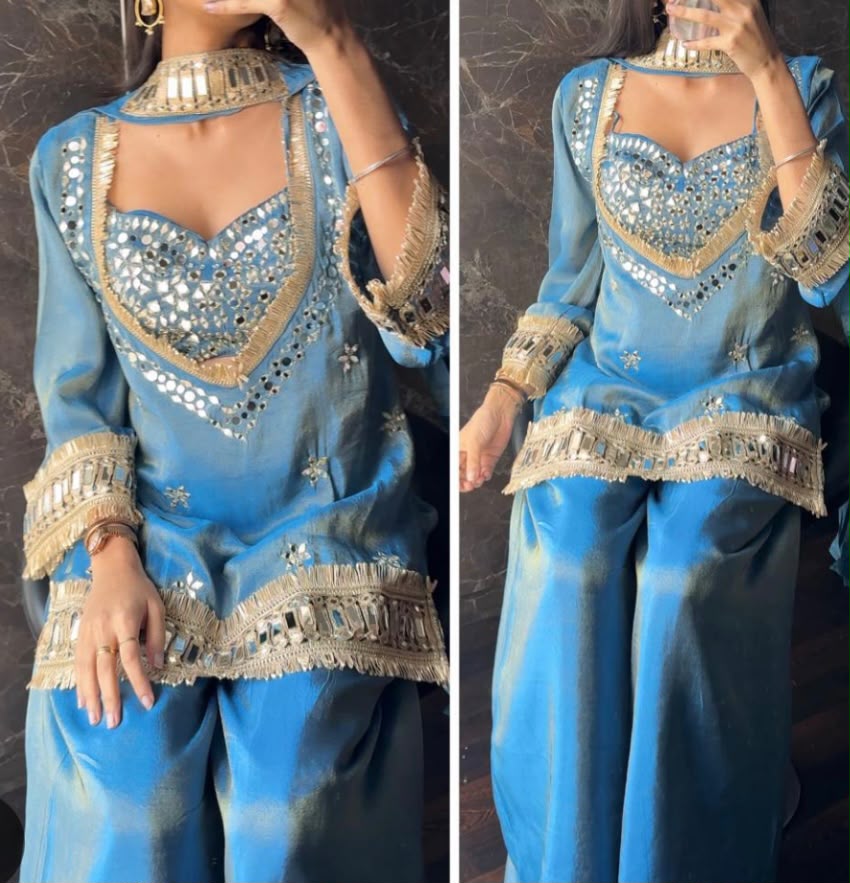 Shimmer Mirror Work Sharara Set
